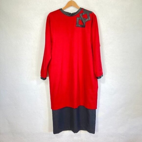 Vintage Pamela Swift 100% Wool Layered Maxi Dress Laganlook 80s Academia - Picture 1 of 9